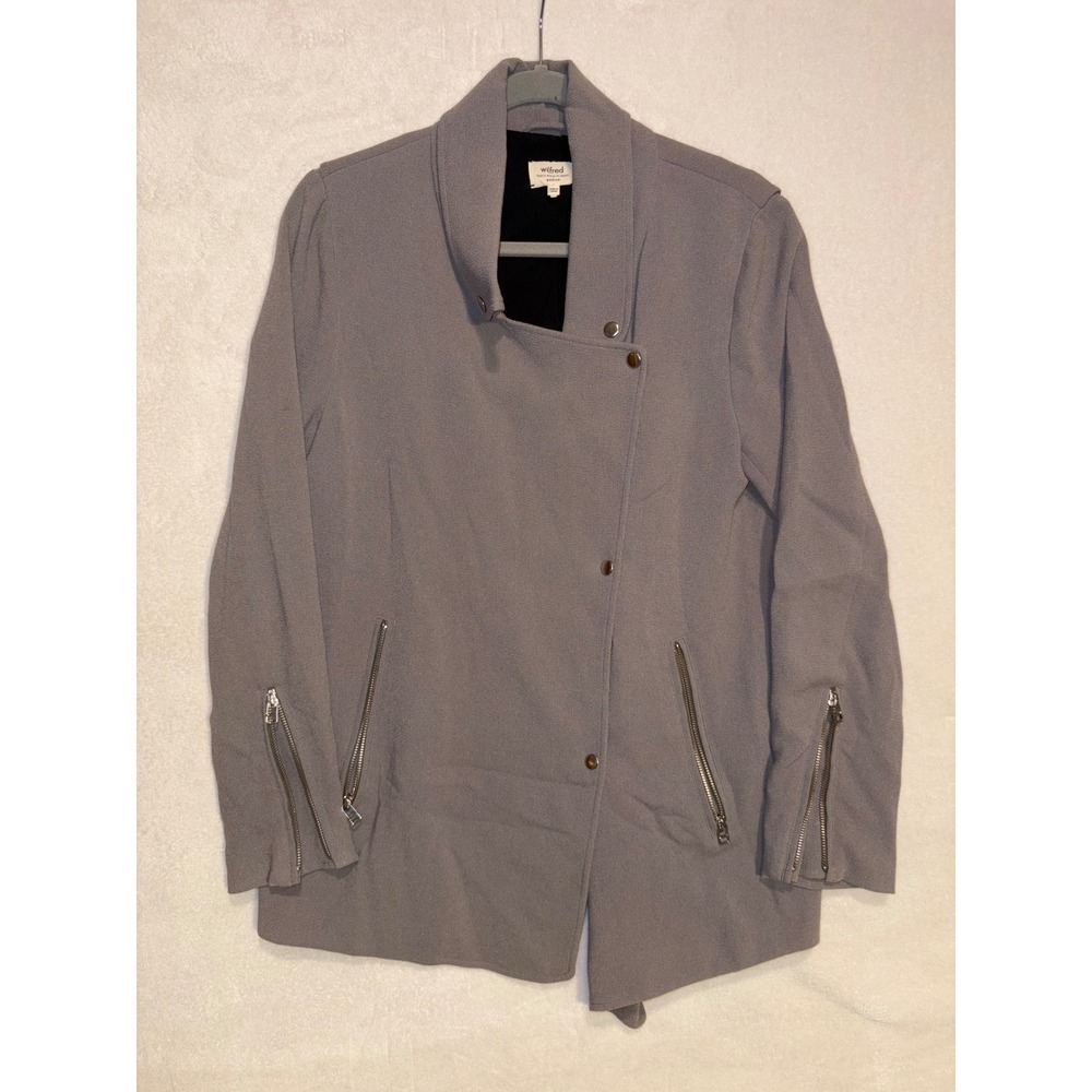 Wilfred Aritzia‎ Gray Mayet crepe moto Jacket Asymmetrical Snap Zipper Cuff
